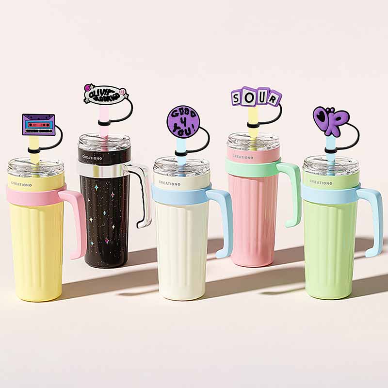 Silicone Straw Covers Cap Compatible with Stanley 30&40 Oz Tumbler Straw Toppers,Reusable Dust-Proof Straw