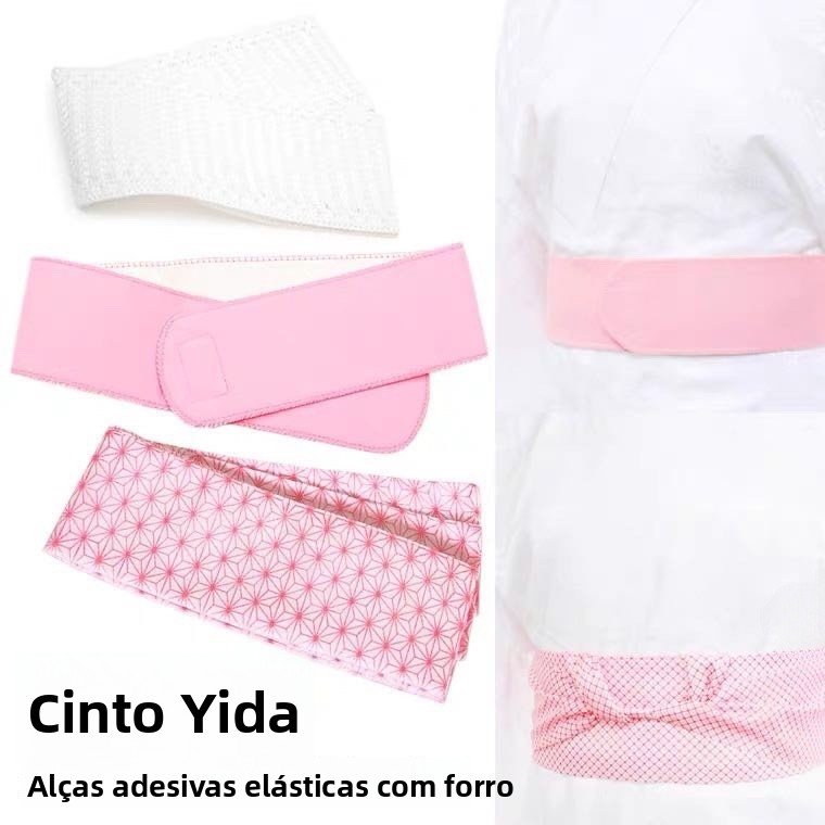 Conjunto de Kimono Japonês com Cinto Obi de Três Fivelas e Acórios Tradicionais de Aodão