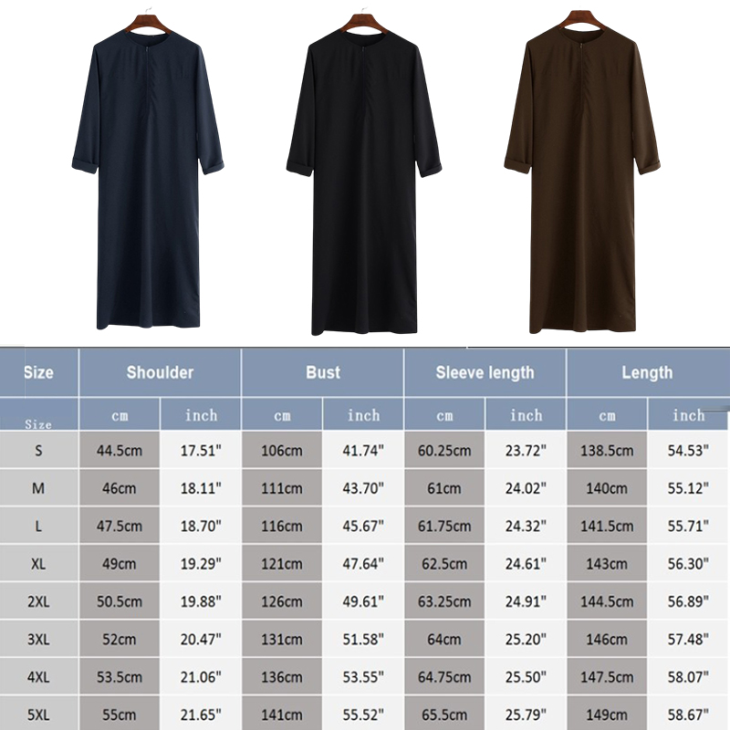 2025 NIEUWE Rits mannen Islam Arabische Thobe Gewaad Dishdasha Moslim Abaya Kaftan Jurk Thobe Jubba Gown Eid Ramadan Moslim kleding