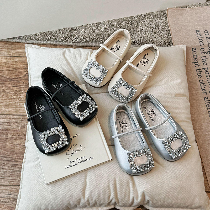 2-14y sapatos mocassins para meninas criança bailarina apartamentos crianças diamante mary janes vestido de festa sapatos princesa sapatos elegantes preto prata