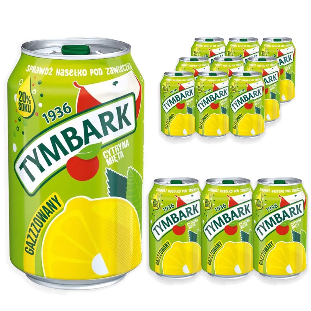 Tymbark Napój gazowany jabłko cytryna mięta 330 ml x 12 sztuk