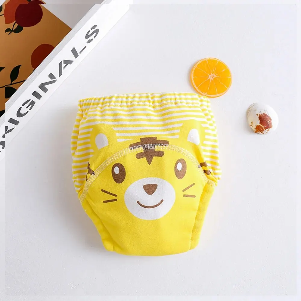 Fraldas reutilizáveis para bebês, 6 camadas, à prova d'água, reutilizáveis, algodão, respirável, shorts de treinamento, roupa íntima, calças de pano, 1 peça