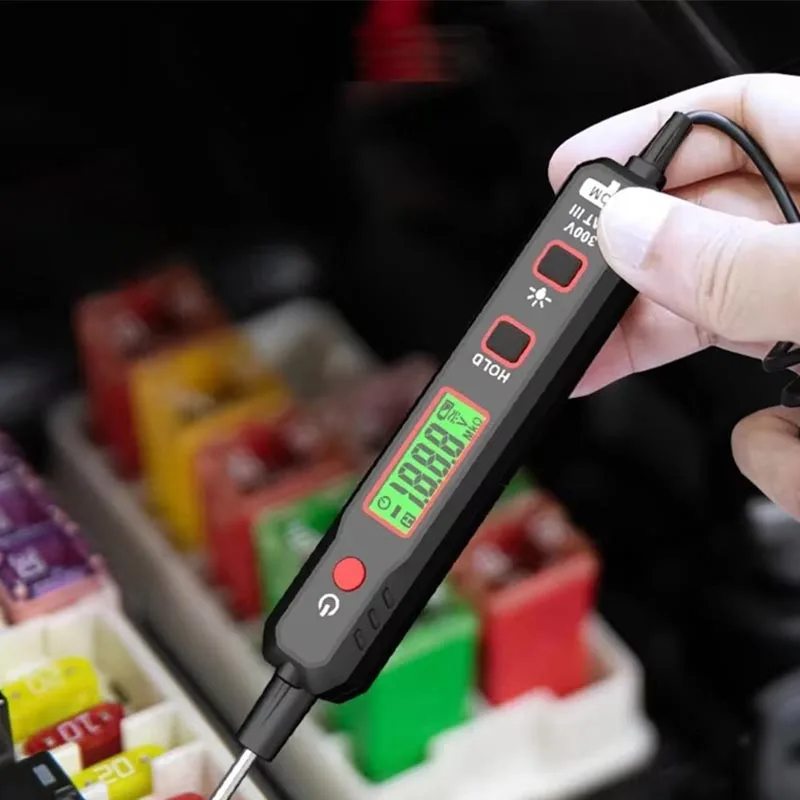 Probador de voltaje de circuito de coche Digital pantalla de retroiluminación probador de mantenimiento de fallos de automóvil