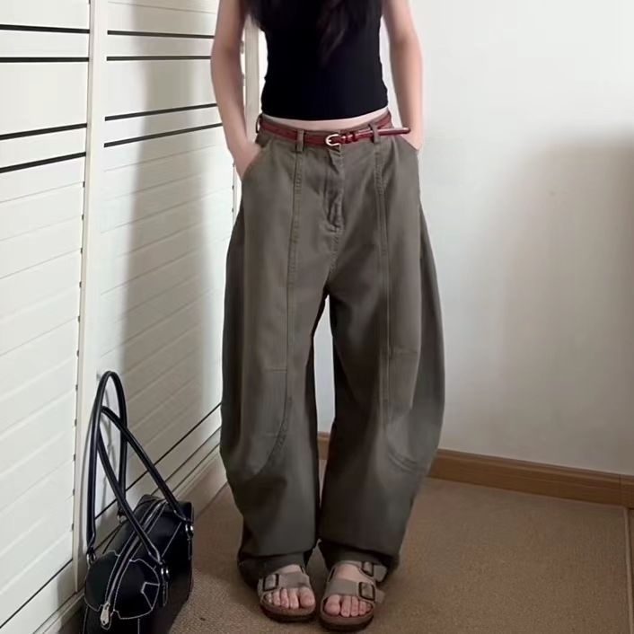 Randomly Distributed Women's High Waist Wide Leg Pants Zipper Closure Polyester Cotton Blend Casual Wear All Seasons