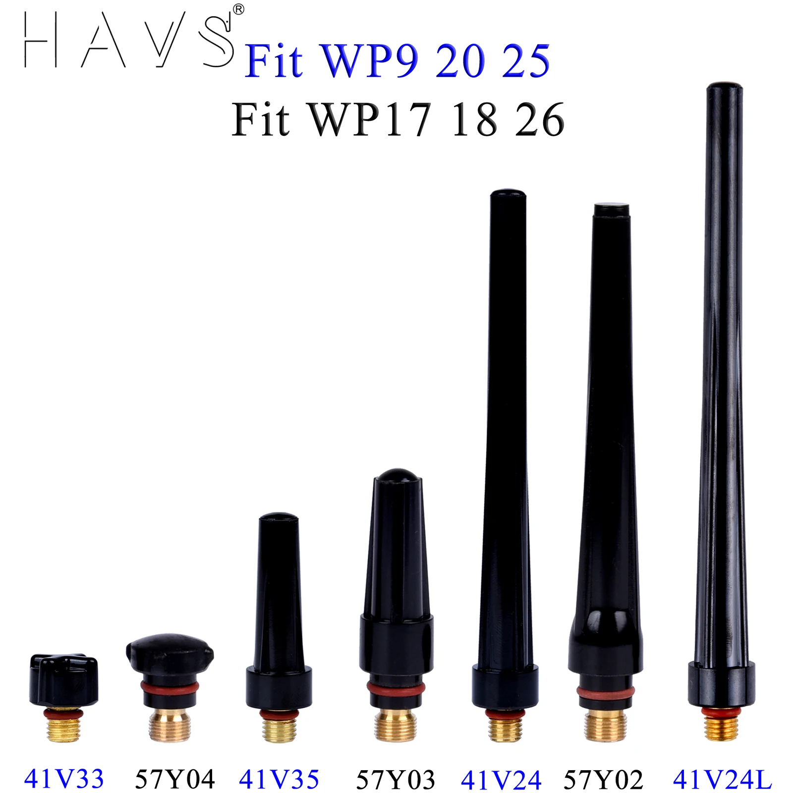 Bộ 41V33 41V35 41V24 41V24L 57Y04 57Y03 57Y02 Hàn TIG Đèn Pin Dài Thêm/Dài/Trung Bình/Lưng Ngắn nắp WP9/17/20/18/25/26