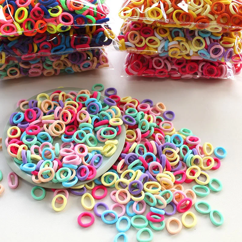 100/300/500 Stück Haarbänder für Mädchen, buntes Nylon, Scrunchie, Haargummis, Gummiband, Kinder, elastische Ligen, Kinder-Haar-Accessoires