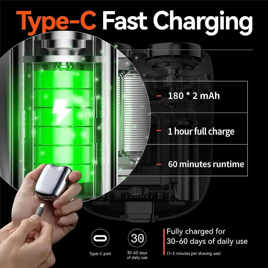 2025 New Upgraded Mini Double Head Electric Shave Magnetic Suction Men's USB Rechargeable Portable Waterproof Shaver