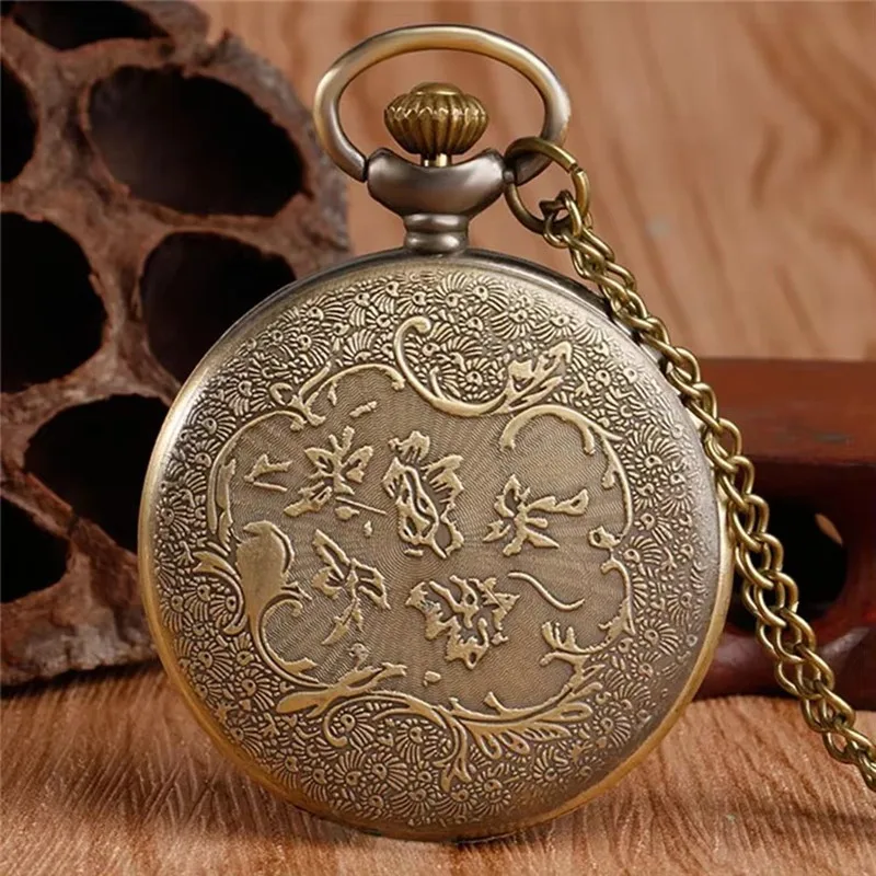 Relógio de bolso com pingente de colar do pequeno príncipe com design oco de bronze vintage