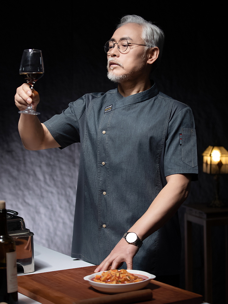 Unisex Hotel Kitchen Chef Short-sleeved Restaurant Uniform Bakery Breathable Mesh Canteen  Chef's Uniform Kitchen Shirt