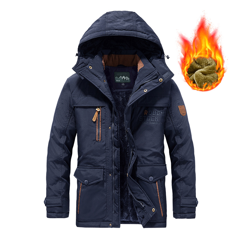 Chaquetas largas de invierno con capucha para hombre, Parkas cálidas con múltiples bolsillos, chaquetas de lana, nueva moda para hombre, chaquetas informales para herramientas al aire libre 6XL