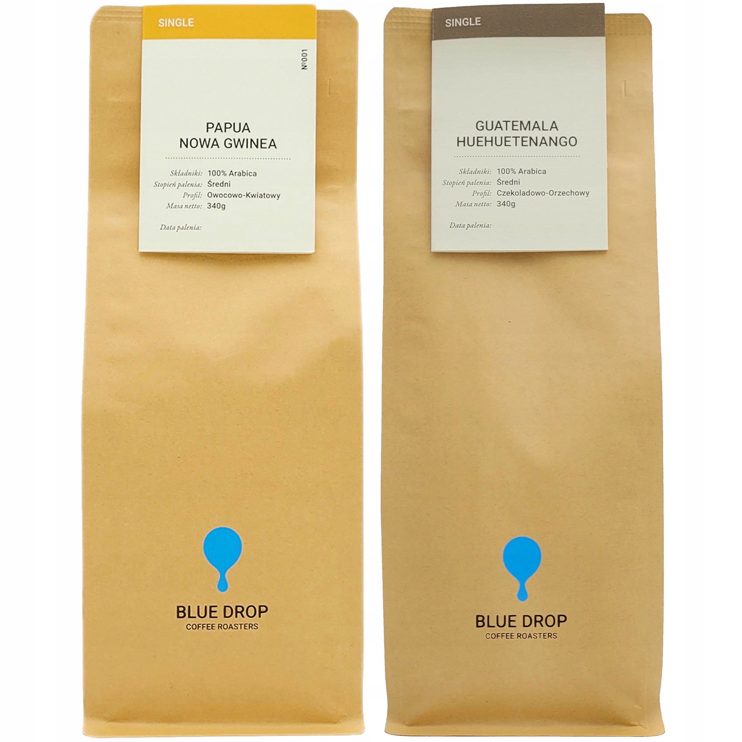 Kawa ziarnista Blue Drop 100% Arabica Papua + Huehuetenango 2x340g