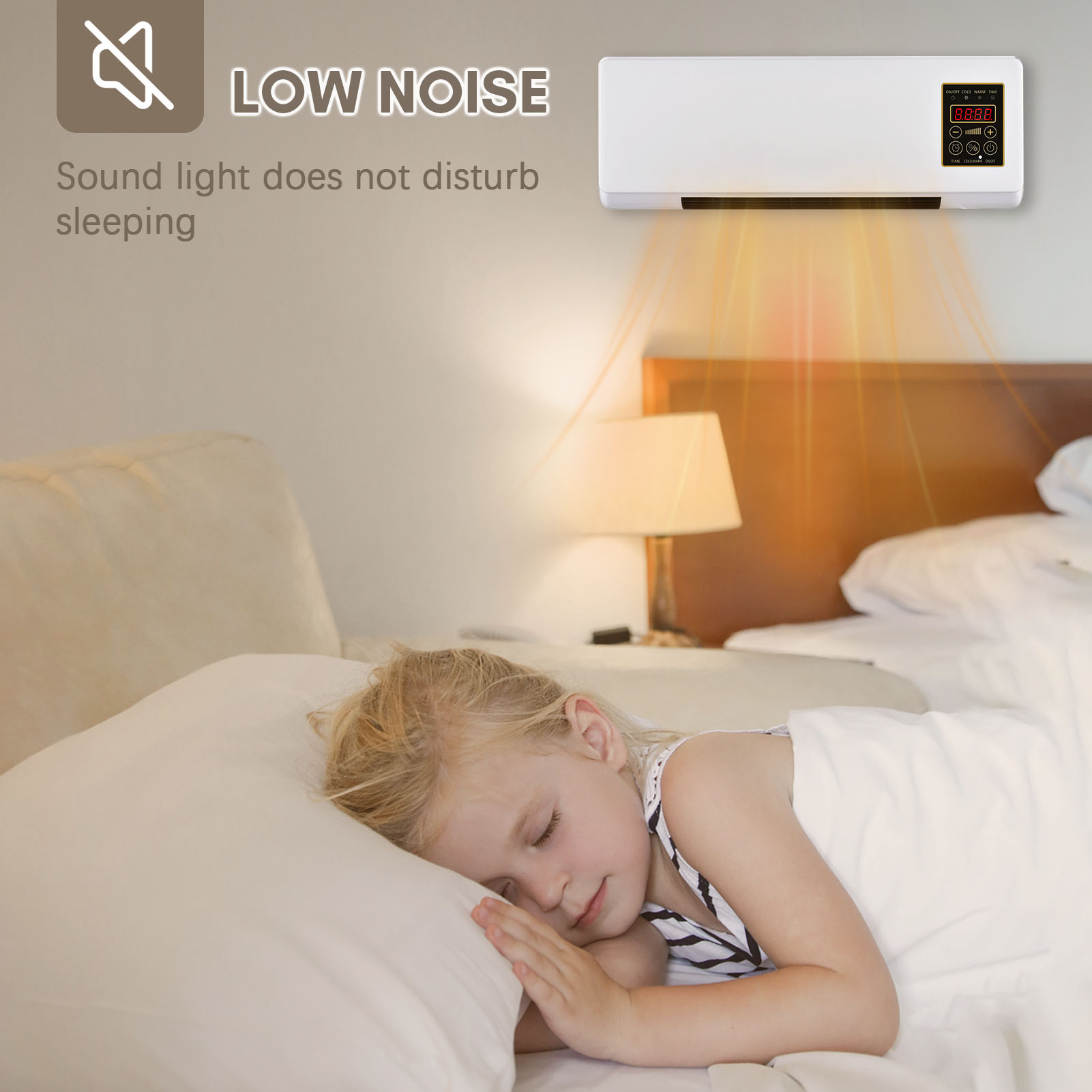 Dual Purpose Ar Condicionado, Aquecedor e Ventilador Combo, Desktop de parede, 2in 1, Fan Timing Function, Aquecimento e Frio, Frio, Quente