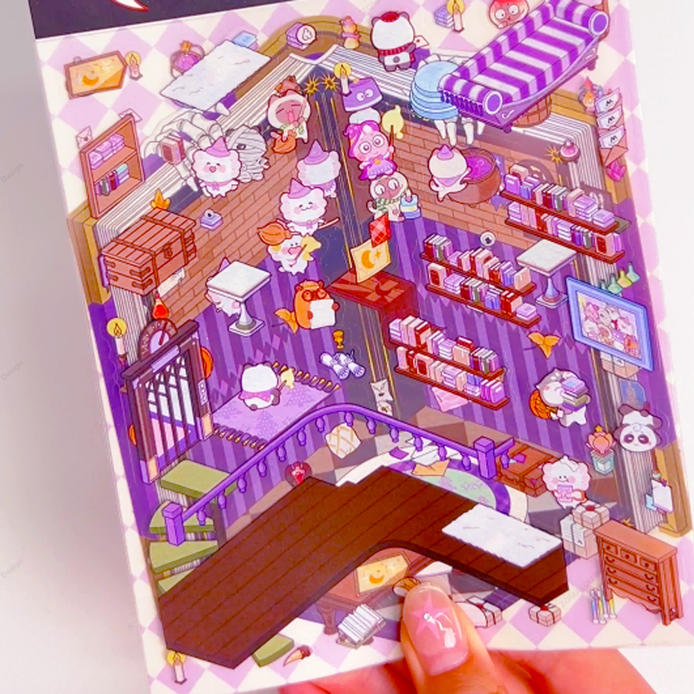 1-4 Magic Treasure Collection Style 3D Landscaping Stickers Miniature Scene DIY Cabin Scene Stacking Pasting Cute Gift Kid Child