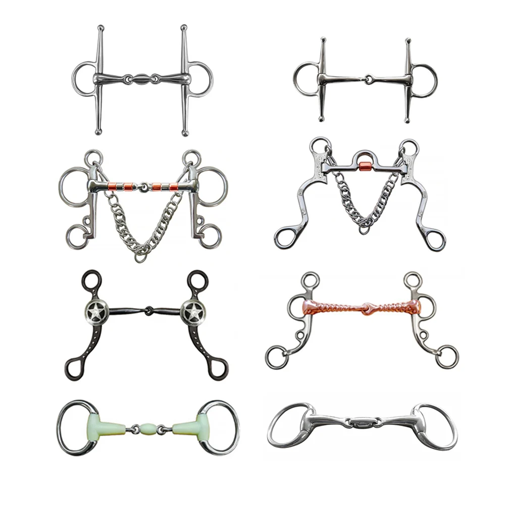 ม้าขี่ม้าปากบิต Snaffle Gag กัดม้าการฝึกอบรมขี่สายรัดอุปกรณ์