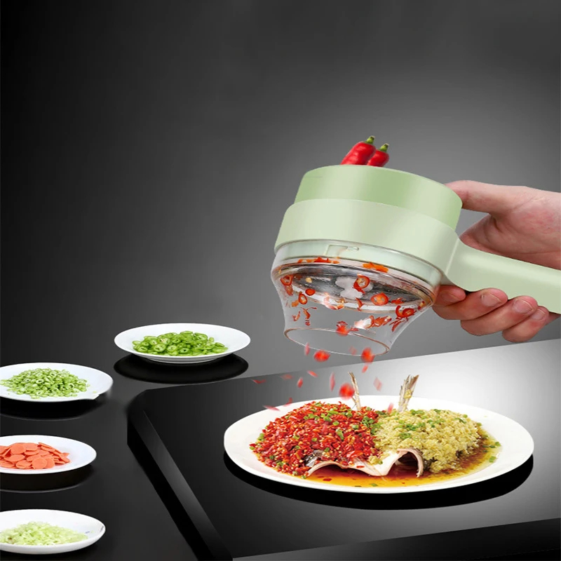 4In1 Elektrische Gemüse Cutter Set Handheld Drahtlose Elektrische Knoblauch Stampfer Lebensmittel Chopper Fleischwolf Maschine Lebensmittel Peel Scheibe