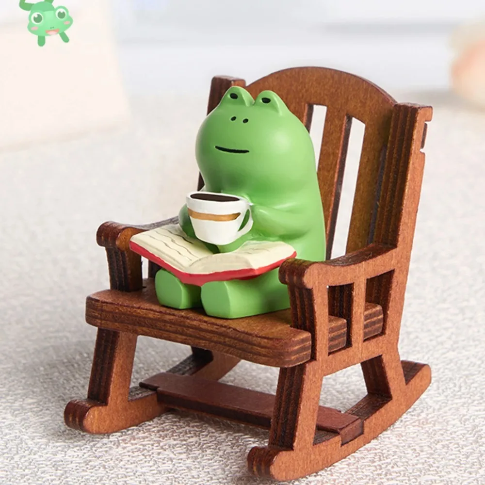 Frog Rocker Chair Cute Japanese Healing Small Decoration Office Desktop Decoration Car Center Control Decoration