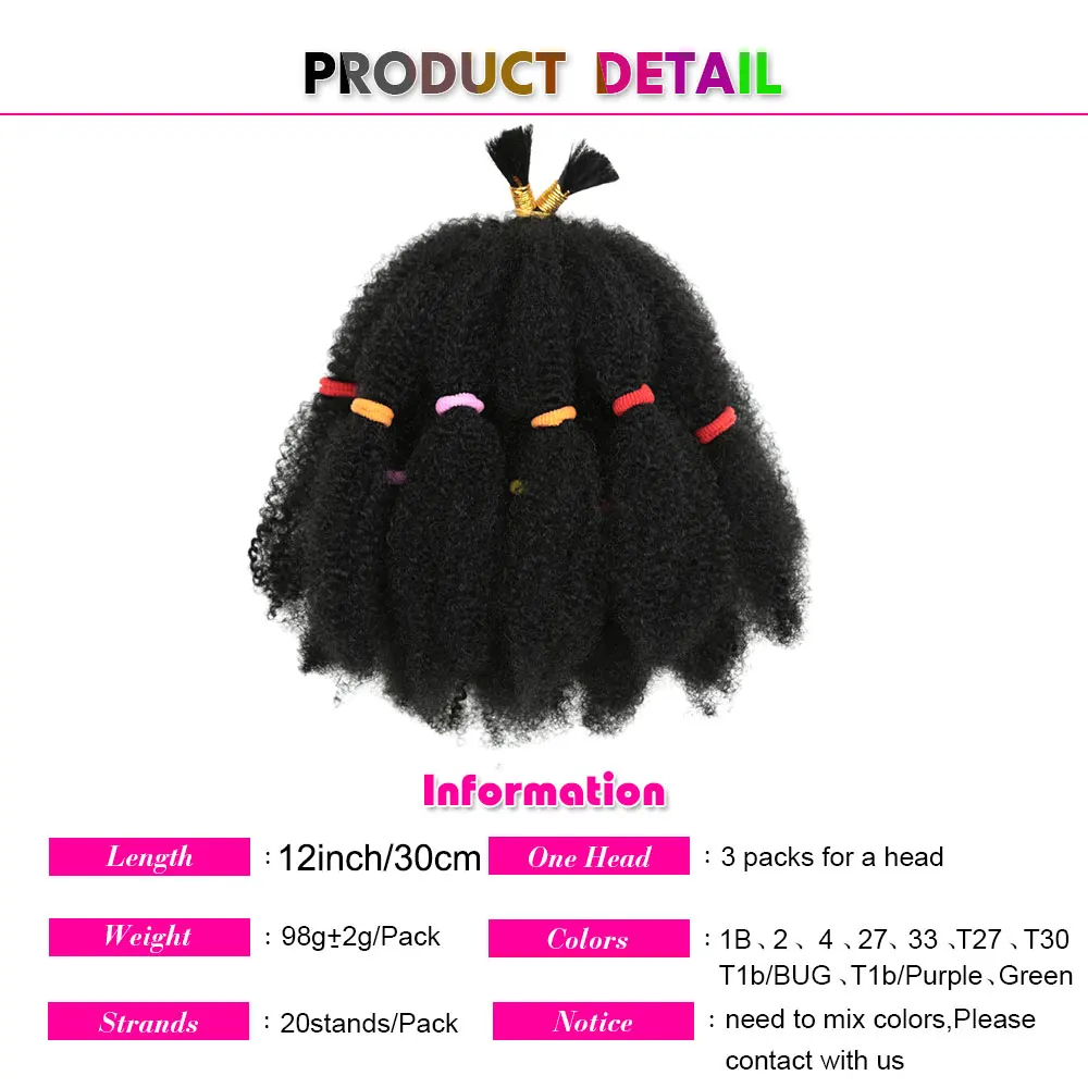12 Zoll synthetisches Ombre-Flechthaar Afro Kinky Bulk Braids Bug Brown Color Curly Crochet Braids Haarverlängerung