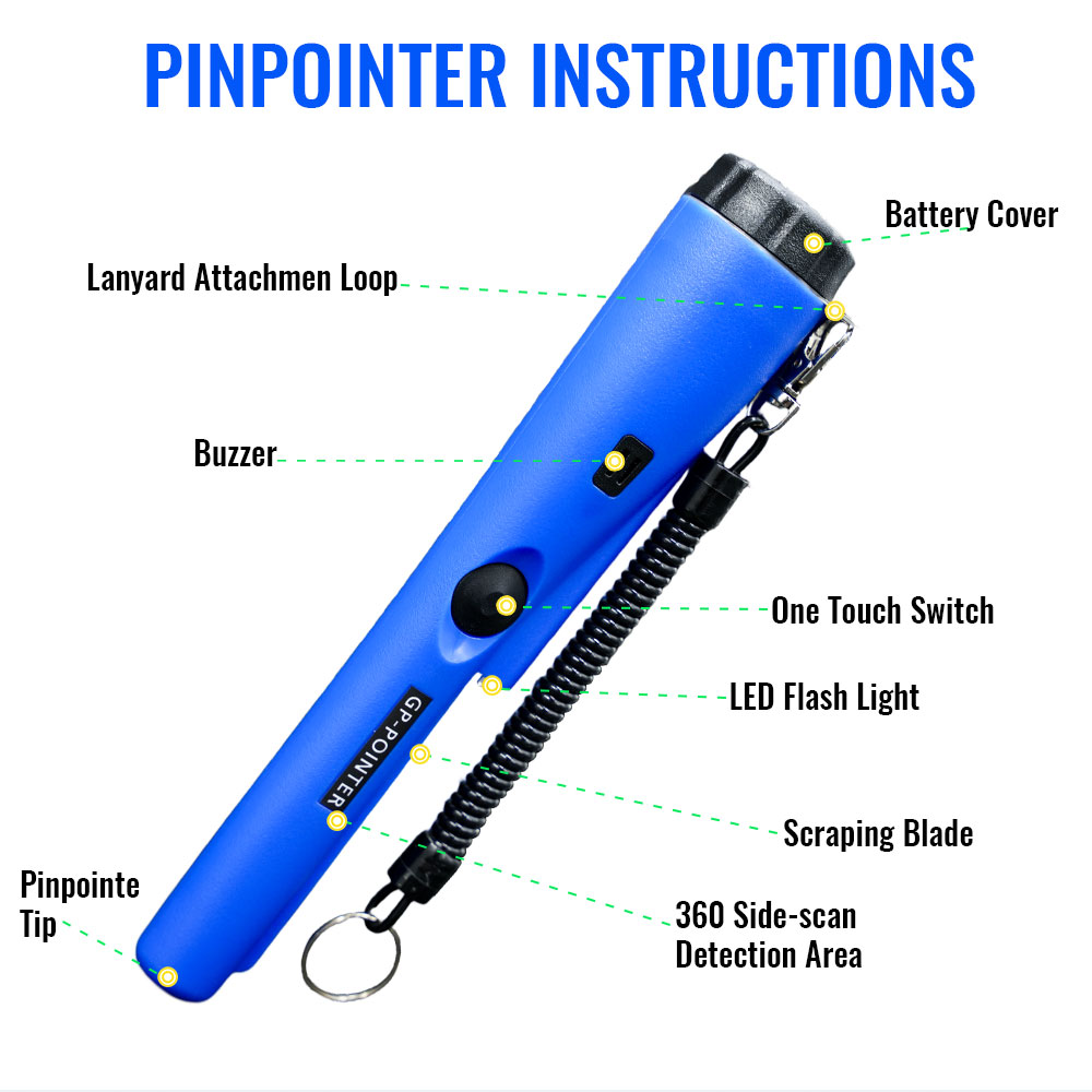 Detector de metais portátil Pro GP-Pointer com pulseira IP66 à prova d'água e LED para caça ao tesouro e exploração ao ar livre