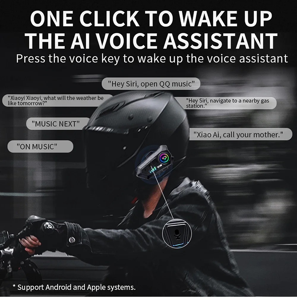 Kebedumei bluetooth 5,3 motorrad helm headset drahtlose freihändige anruf telefon kit wasserdichter kopfhörer mp3 musik player lautsprecher