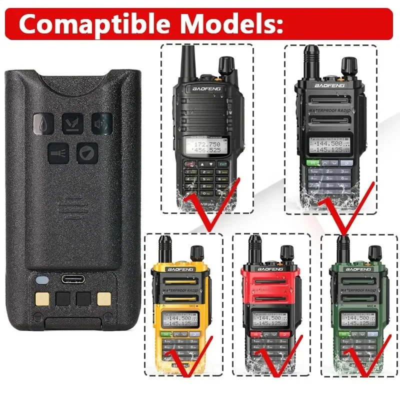Baofeng UV-9R Pro Type-C Зарядная батарея UV-9R Plus Увеличенные толстые батареи большой емкости BL-9 UV9R PRO V1 V2 Замена радио