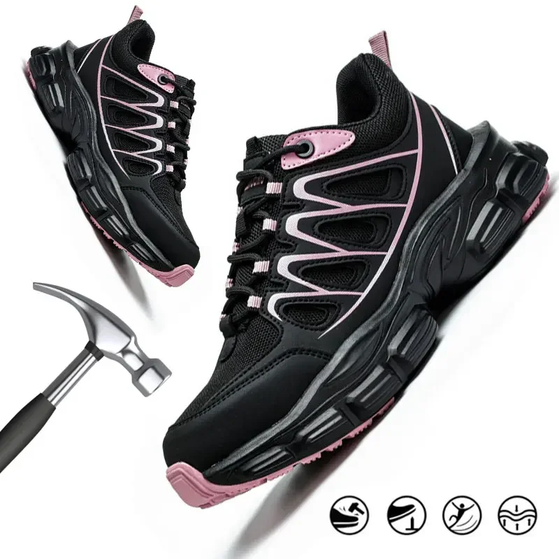 Taglia 37-42 Scarpe antinfortunistiche da lavoro da donna con punta in acciaio, scarpe da ginnastica da donna Stivali da lavoro antinfortunistici impermeabili a prova di smash