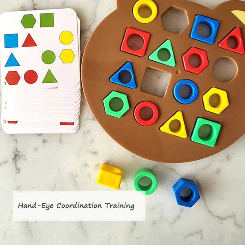 Crianças combinando quebra-cabeça brinquedos cores forma geométrica jigsaw jogos de tabuleiro cedo interação educacional brinquedos para crianças jogos de batalha