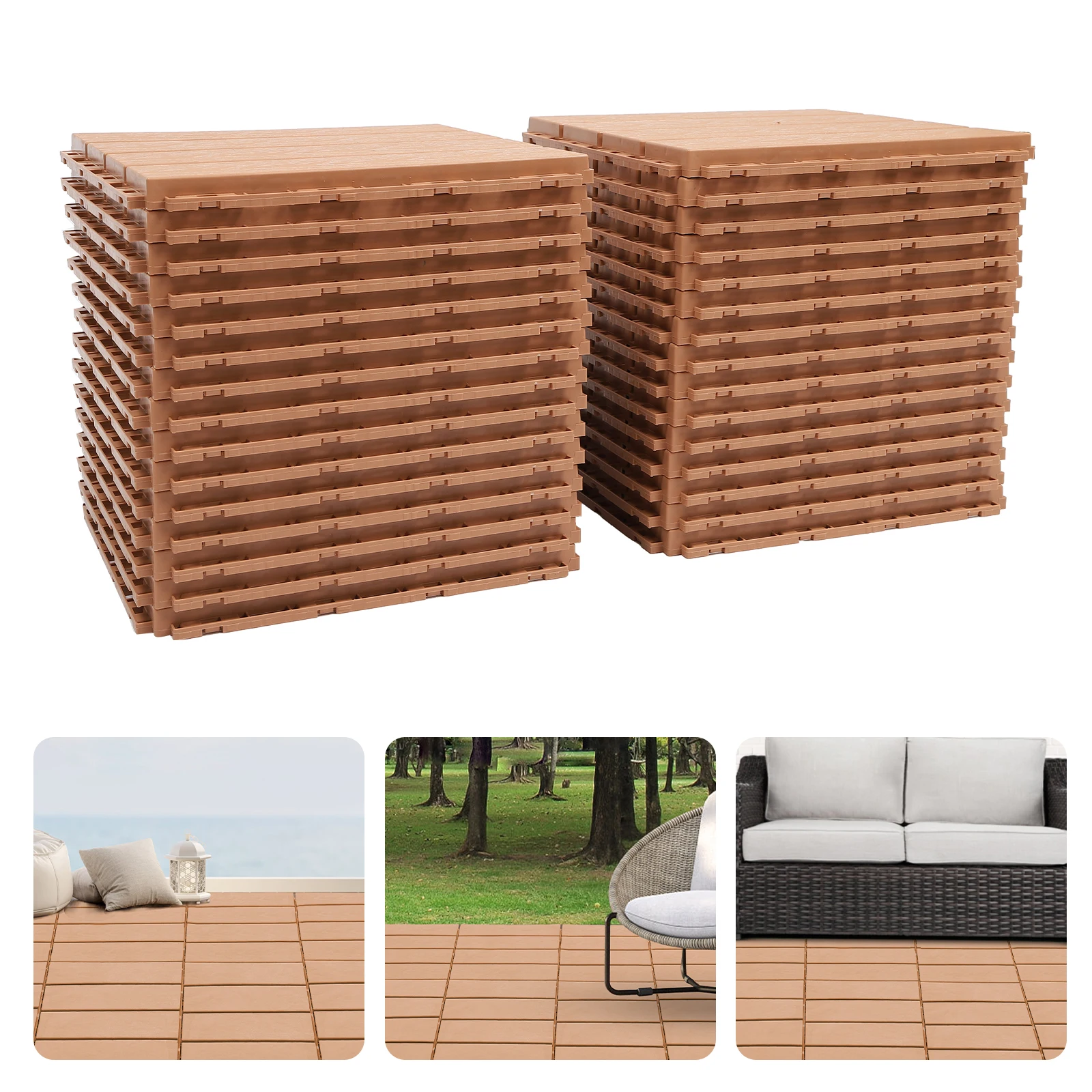 Interlocking Patio Deck Tiles, 30-Pack, Heat-Resistant PP Material, Nonslip Surface, Easy to Install and Clean