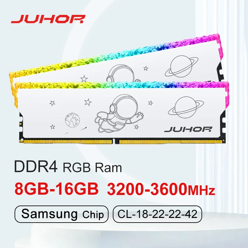 JUHOR RGB DDR4 8GB 16GB 3200MHz Memoria Ram DDR4 RGB DIMM Desktop Gaming Speicher Ram