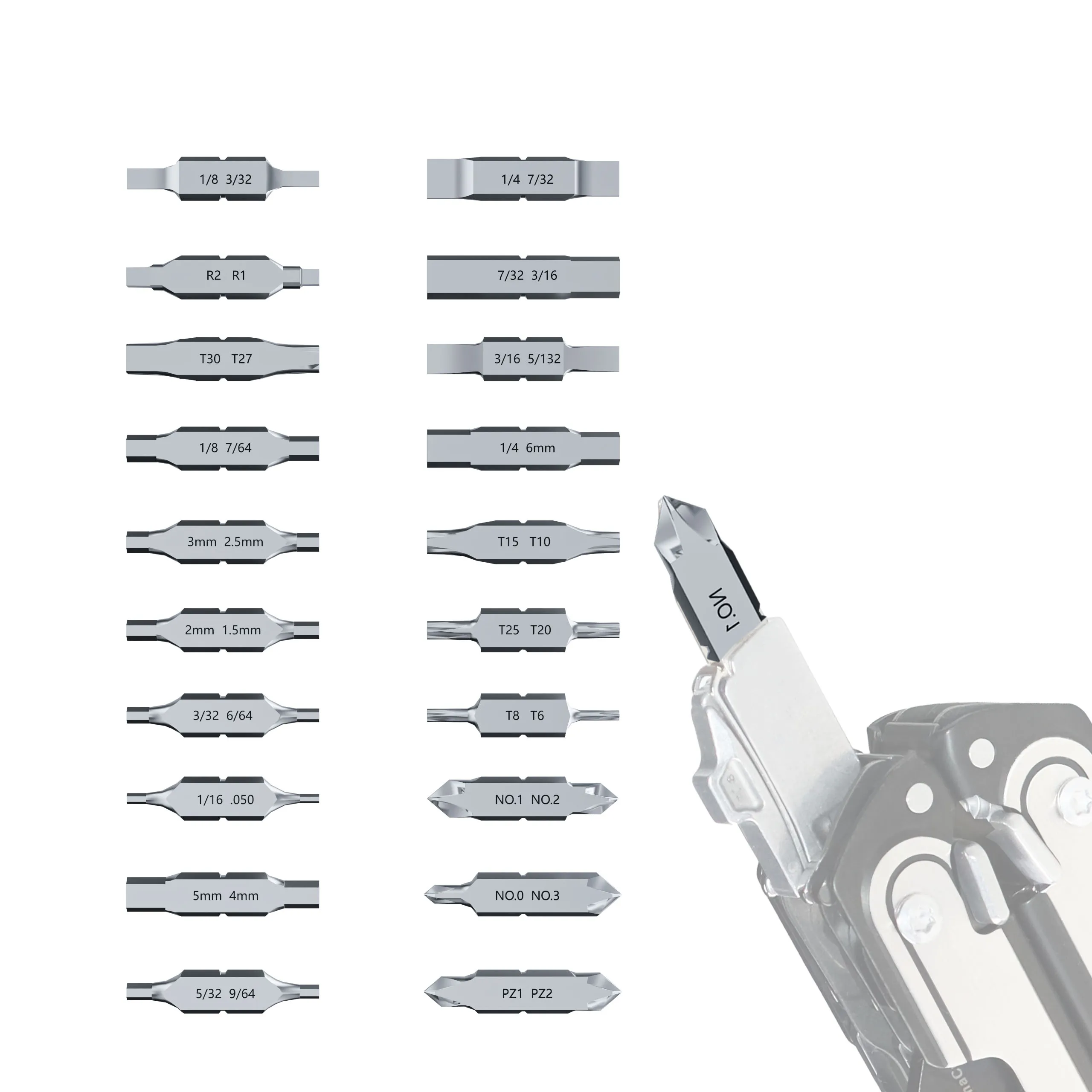 MORETOPGOOD Kit de puntas planas para accesorios multiherramienta Leatherman, adaptadores de puntas de destornillador de doble punta de 20 piezas