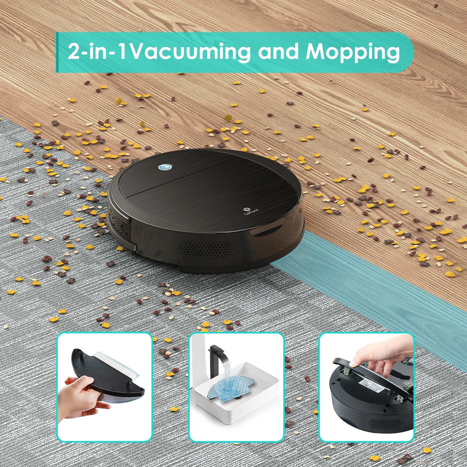 LEFANT M213 Roboter-Staubsauger, 2200 Pa starke Saugkraft, 6D-Kollisionssensor, Alexa/Google, ideal für Tierhaare, Teppiche und Hart