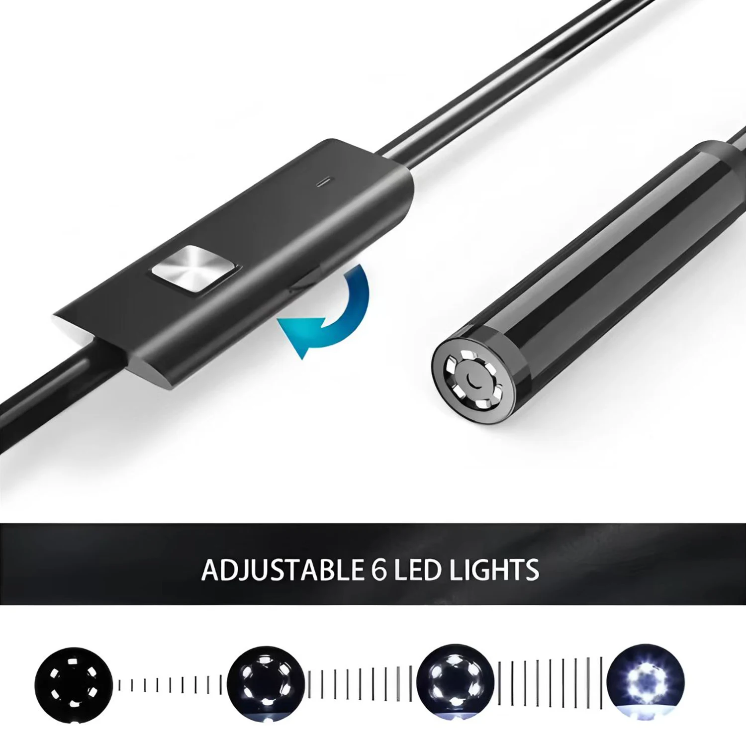 Telecamera per endoscopio Android da 8 mm 3 IN1 Micro USB Tipo C Periscopio Mini telecamera LED impermeabile per ispezione auto