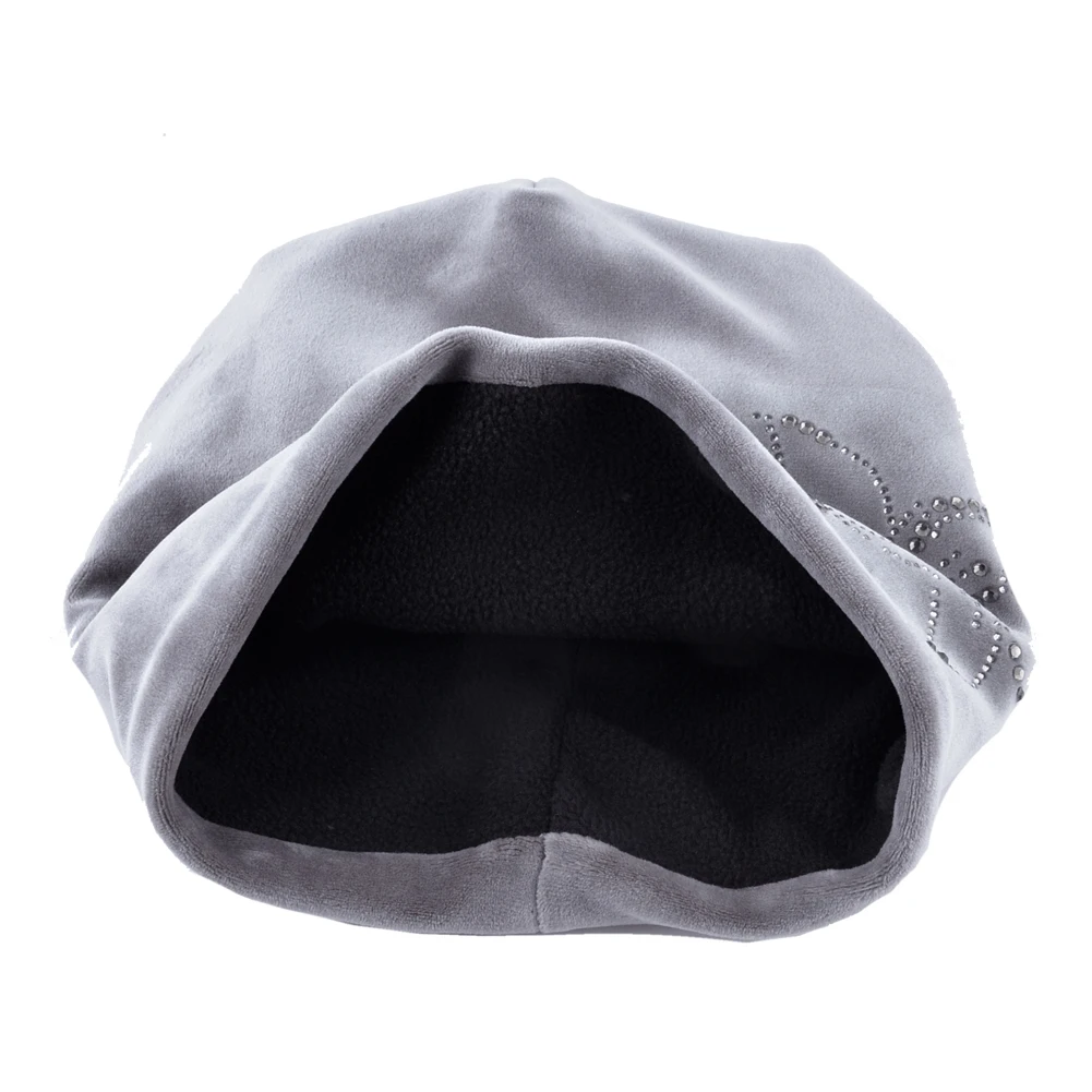 Gorro y bufanda de punto de franela de doble capa para mujer, conjunto de gorro con patrón de narciso de diamante, gorro cálido a prueba de viento para clima frío