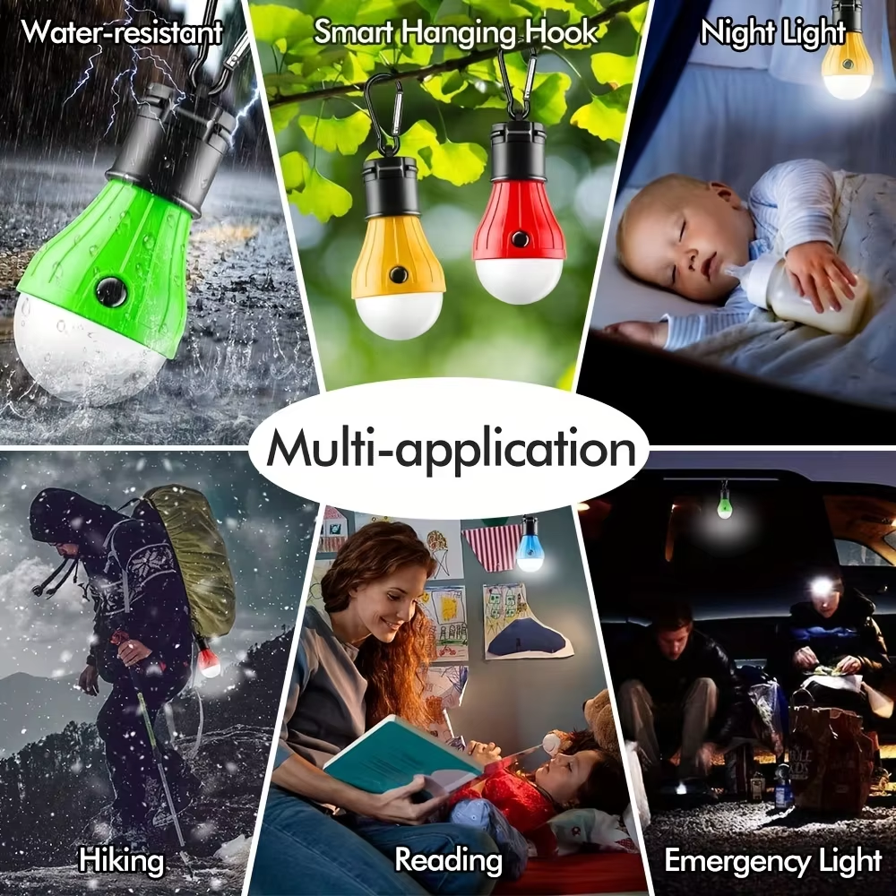 Portable LED Emergency Light with Clip Hook for Outdoor Use Suitable for Camping Hiking Fishing Lighting Hurricane Protected