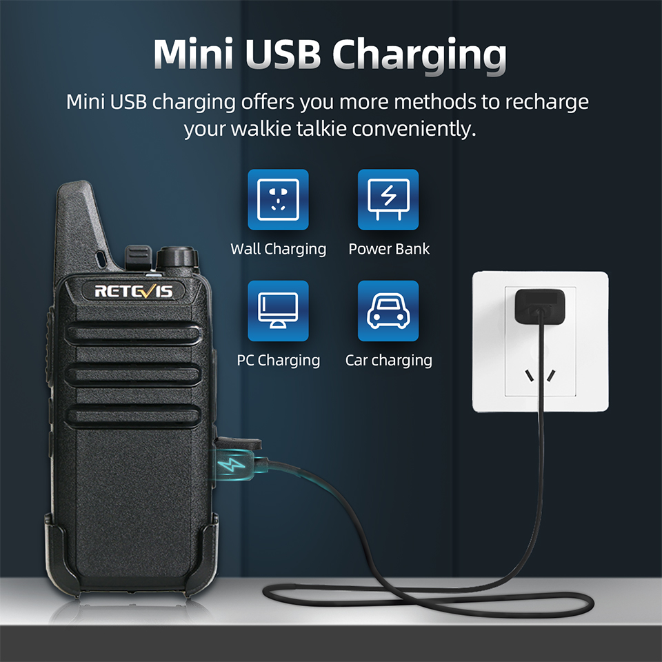 Retevis RT622 Mini Walkie Talkie 4 pezzi Walkie-talkie PMR446 FRS Radio portatile bidirezionale radio di comunicazione per ristorante Hotel