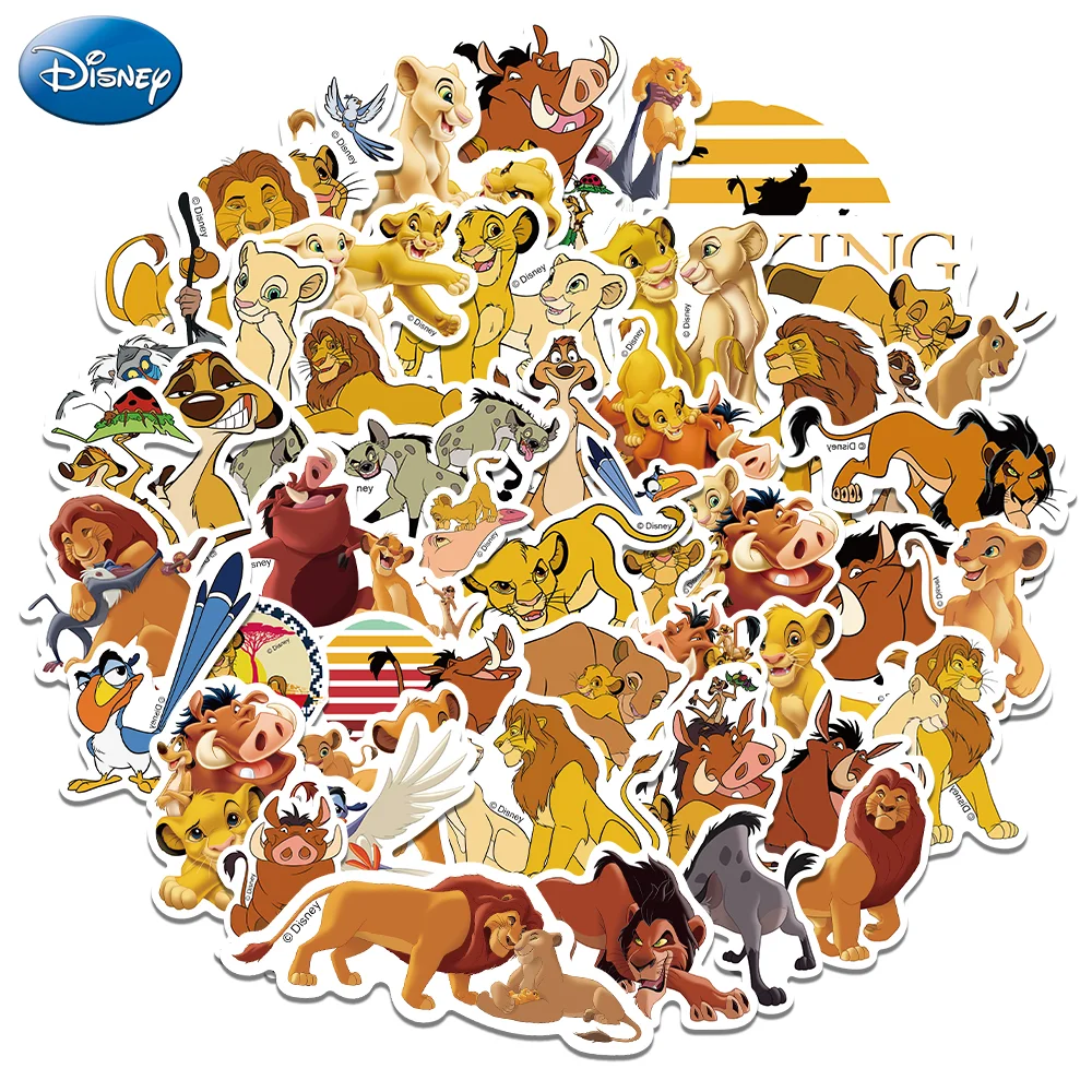 50 Uds. Pegatinas del Rey León Simba para álbum de recortes, diario, portátil, equipaje, monopatín, calcomanía de Graffiti, juguetes clásicos divertidos