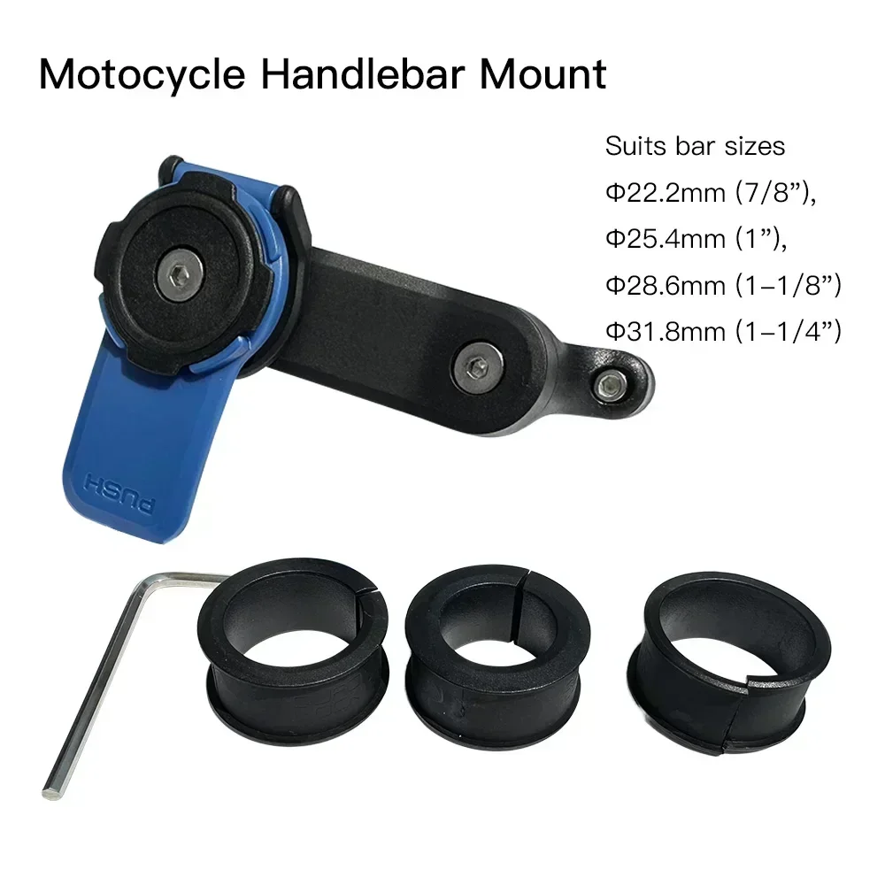 Soporte de montaje de horquilla para manillar de motocicleta, adaptadores universales de montaje para teléfono, 1 espejo de bola, soporte para patinete, bloqueo de amortiguador de radiación