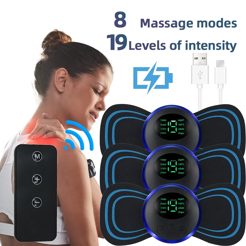 Ems massageador elétrico de pescoço, estimulador de massagem muscular, instrumento de baixa frequência, costas, cervicais, panturrilha, mini dispositivo de articulações