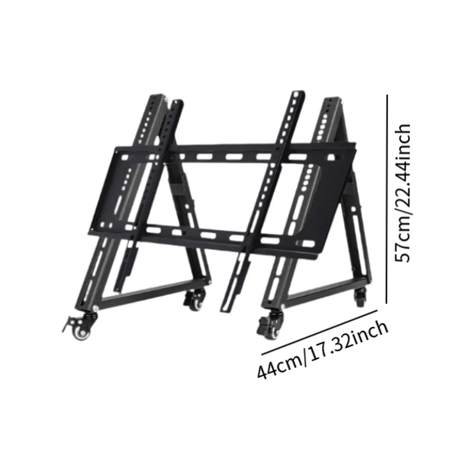 2x Low Height Mobile TV Stand Space Saving Stable Metal Rolling TV Stand with Wheel Monitor Floor Stand Cart for LCD Conferences