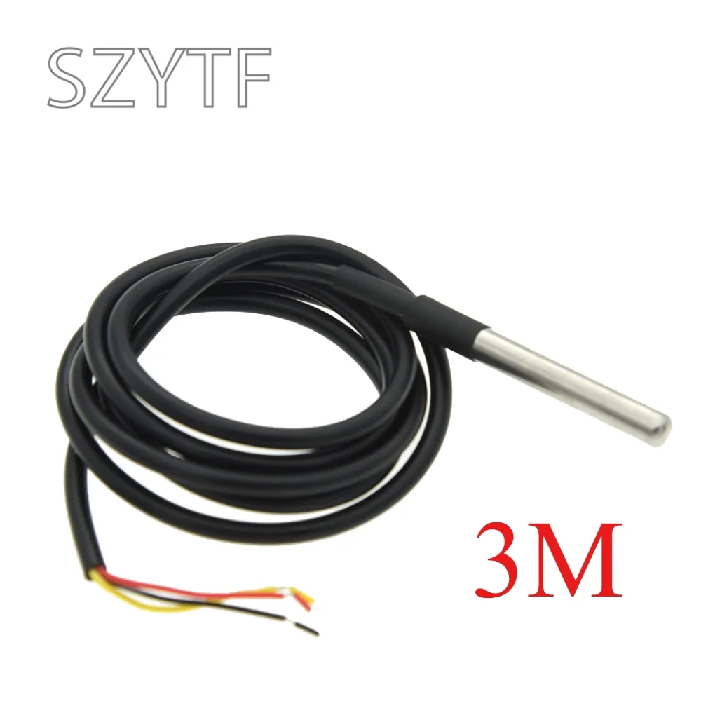 Kit de módulo de Sensor de temperatura DS18B20, Cable de Sensor Digital impermeable de 100CM, adaptador de Terminal de sonda de acero inoxidable para Arduino