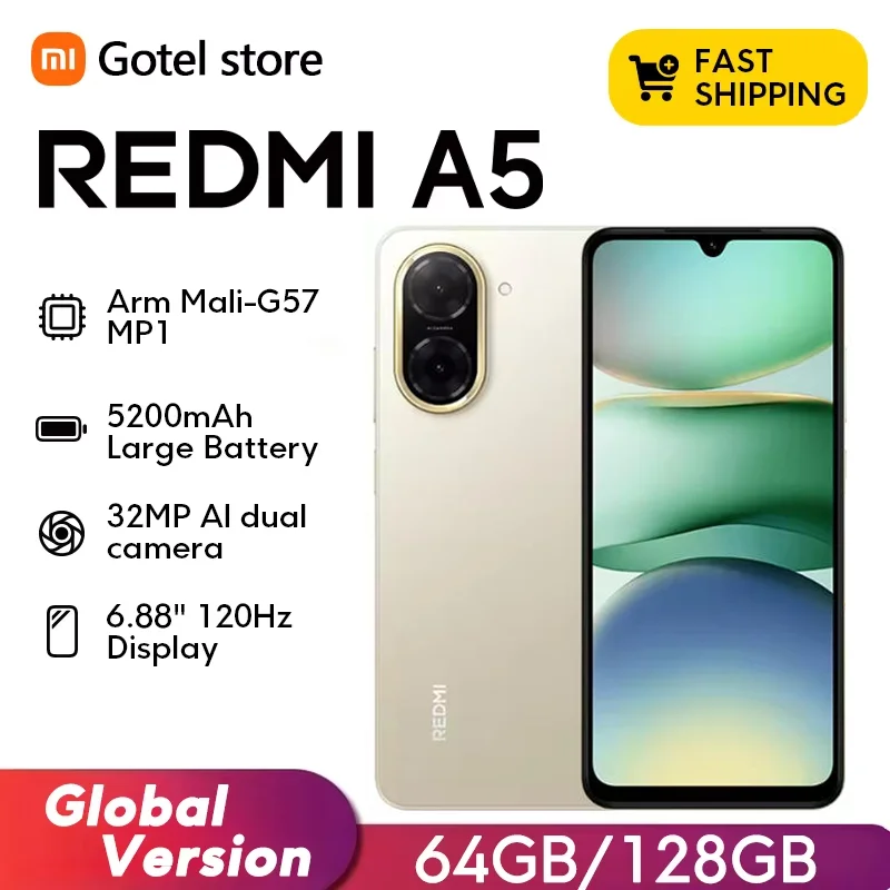 【Brand+】Global Version Redmi A5 Unisoc T7250 Processor 32MP Main Camera 6.88" Large Screen Supports 15W Fast Charging