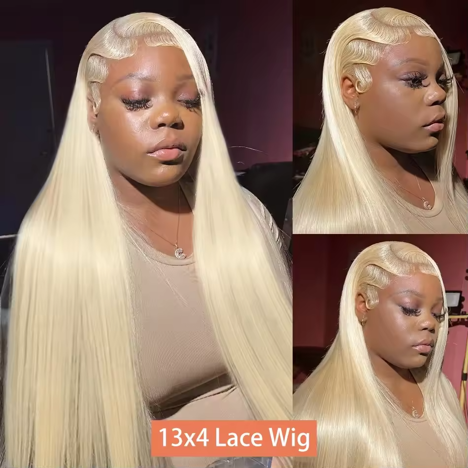 Peluca Frontal de encaje Rubio 613 Hd, peluca con malla Frontal recta de hueso 13x6, pelucas prearrancadas de cabello humano brasileño de colores 613 para mujeres