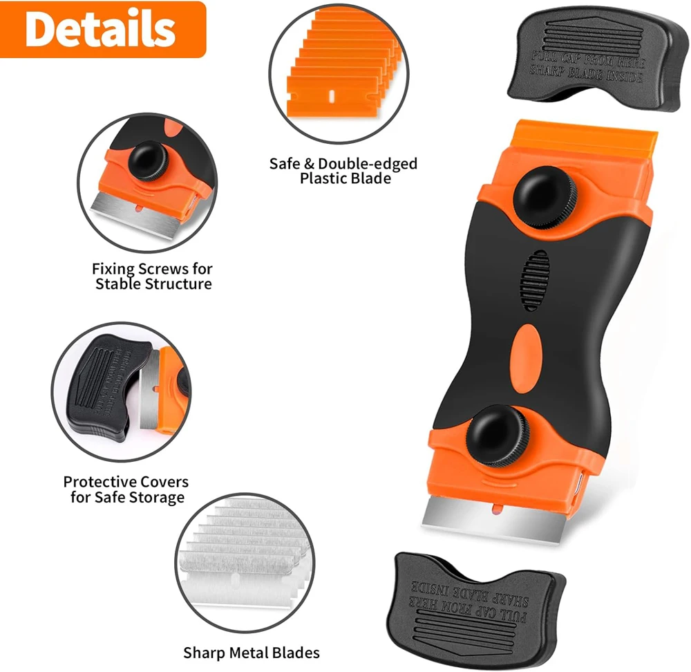 มีดโกนใบมีด Scraper Double Edge มีดโกน Scraper Remover เครื่องมือมีดโกนใบมีดสําหรับป้ายสติกเกอร์สติ๊กเกอร์กําจัด Tint ไวนิล