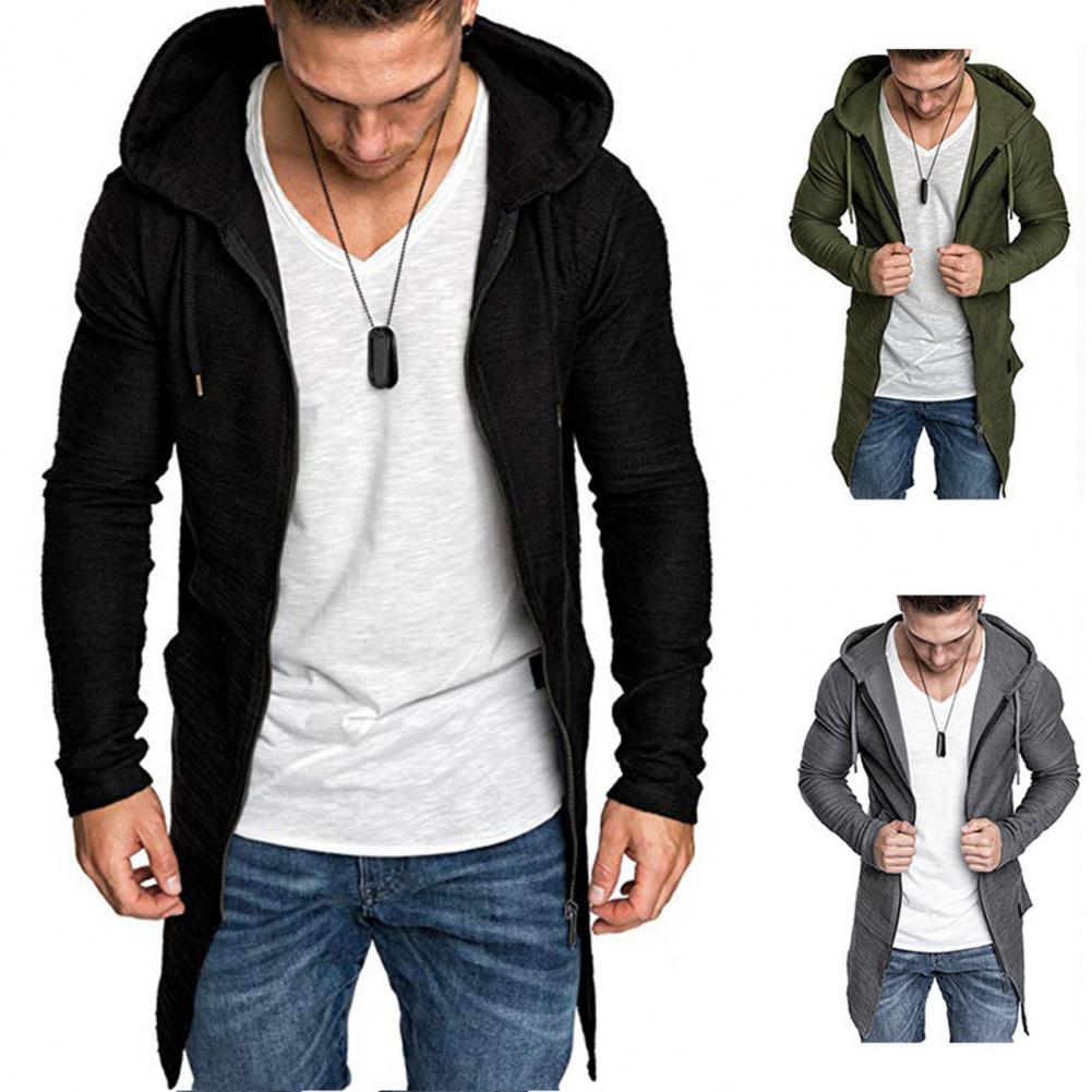 Popular Cardigan Coat Male Solid Color Autumn Winter Slim Pure Color Jacket  Men Coat Windproof