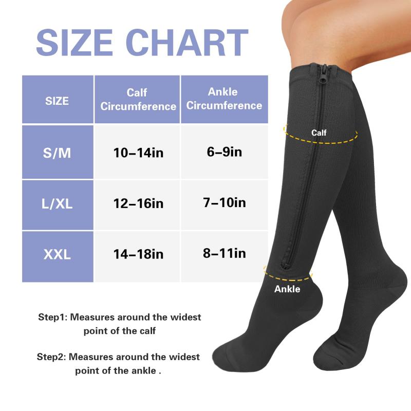 Calcetines médicos de compresión con cremallera para hombre y mujer, medias de presión con punta cerrada de nailon de alta elasticidad para Edema, venas varicosas