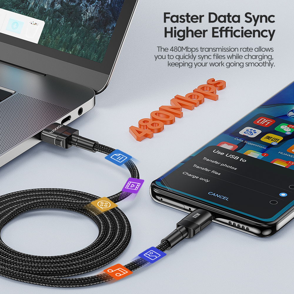 Toocki USB Type C-kabel Snel opladen USB C-opladersnoer Draad voor iPhone 14 13 12 11 Huawei P40 P30 Realme Oppo Oneplus 1m 2m