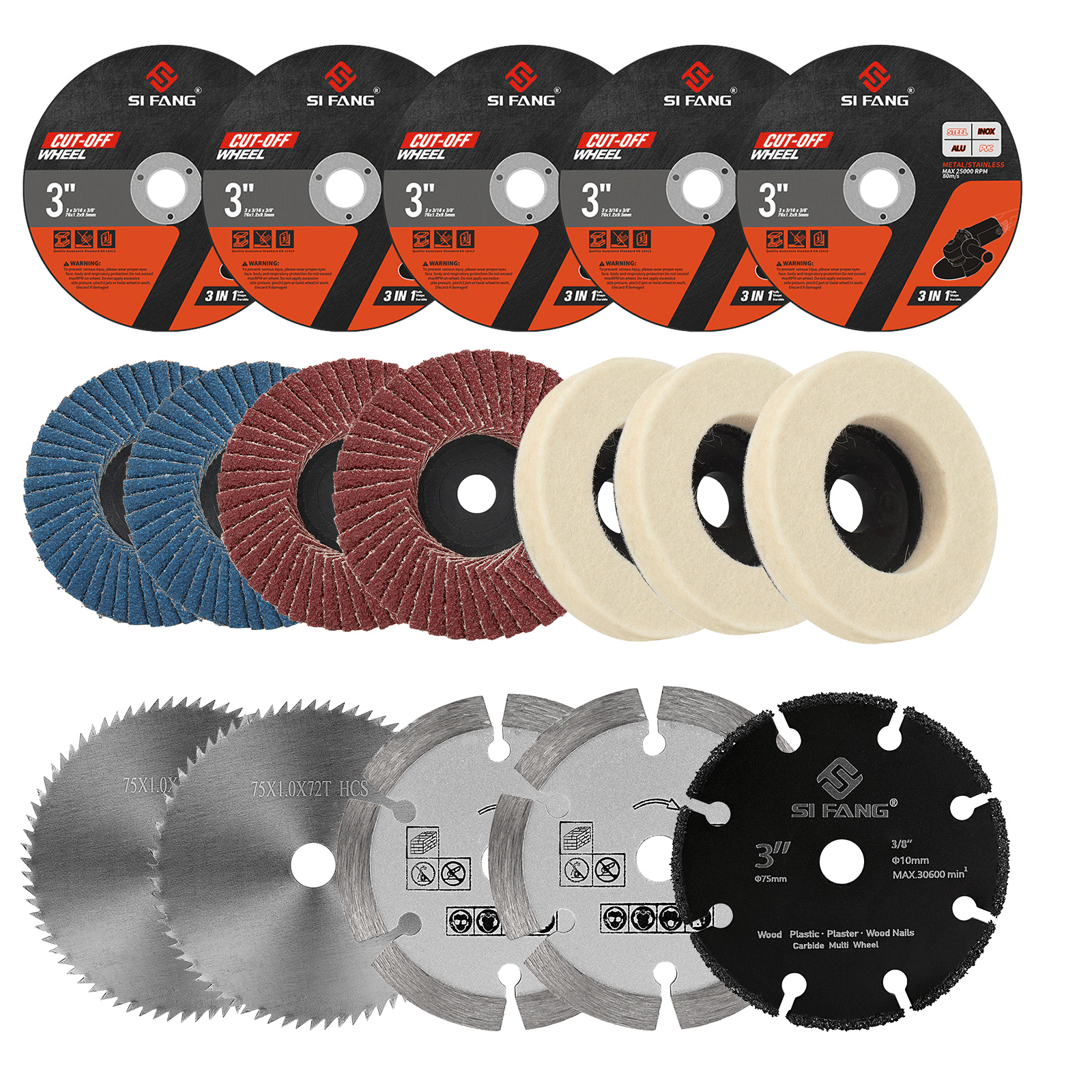 75mm Metal Cutting Disc Angle Grinder Polishing Wheel HSS Mini Cutting Saw Blade Multi-combination Angle Grinder Accessory Set