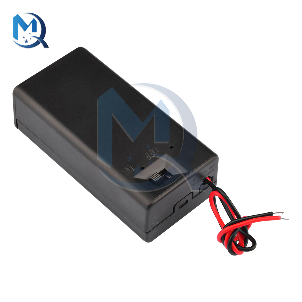 1pc 9V Batterie Lagerung Fall Kunststoff Box Halter Mit Führt AUF/OFF Schalter Abdeckung