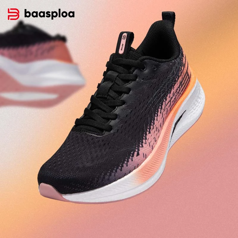 Baasploa, zapatillas profesionales para correr para mujer, zapatillas deportivas antideslizantes con placa de carbono para exteriores, zapatillas deportivas informales transpirables para correr para mujer