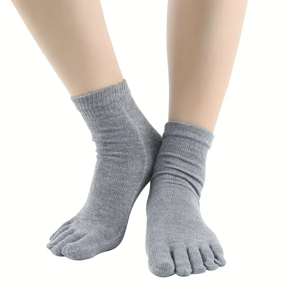 5 Paar einfarbige Fünf-Finger-Socken für Herren, einfache, geruchsbeständige und atmungsaktive Socken mit geteilter Zehenpartie aus Baumwolle