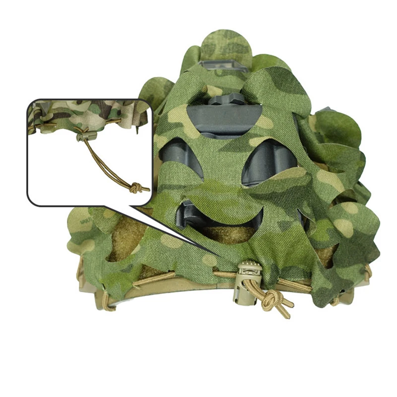 3D Camo Net Airsoft Helm Abdeckung Laser Cut Nylon Kordelzug Helm Scrim CS Wargame Paintball Fallschirmjäger Jagd Zubehör